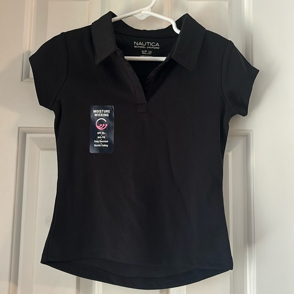 NWT Girls Black Nautica 👚 Polo Shirt - Picture 1 of 5